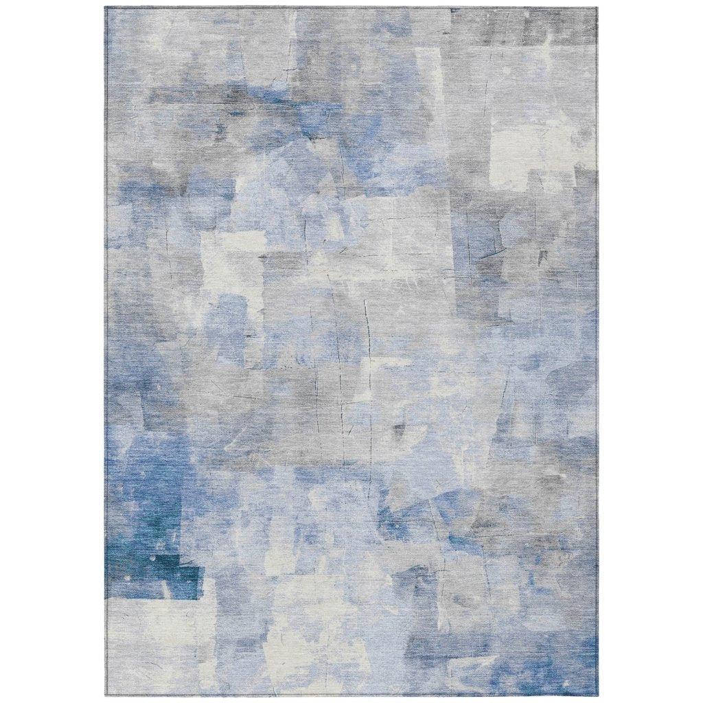 LOOMLAN Rugs Elanor Blue Washable Indoor-Outdoor Rug