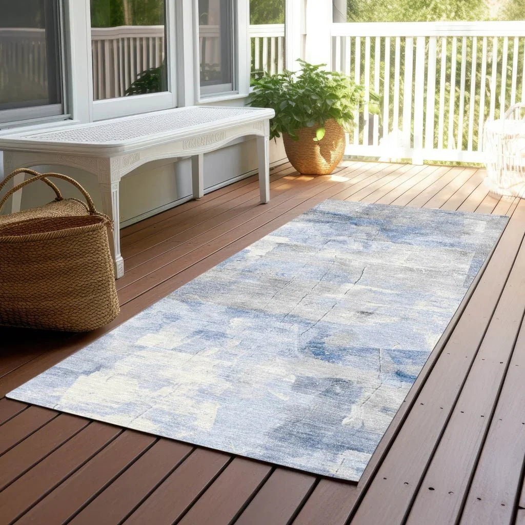 LOOMLAN Rugs Elanor Blue Washable Indoor-Outdoor Rug