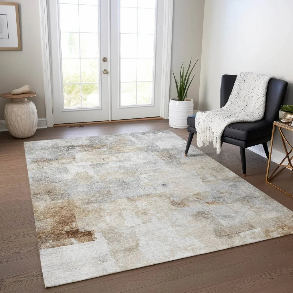 LOOMLAN Rugs Elanor Brown Washable Indoor-Outdoor Rug