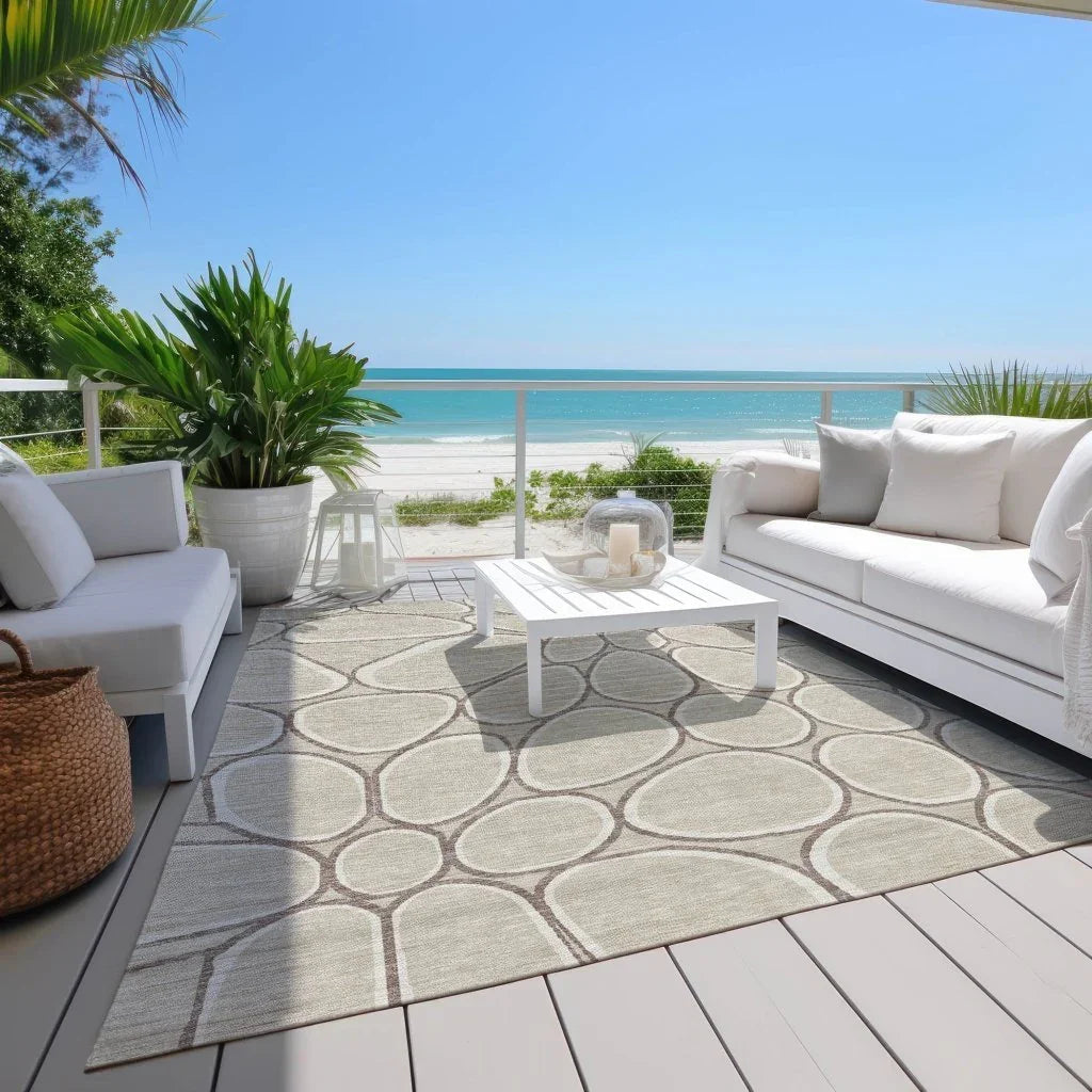 LOOMLAN Rugs Elantra Beige Washable Indoor-Outdoor Rug
