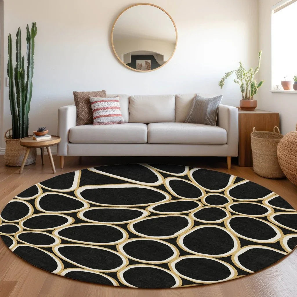 LOOMLAN Rugs Elantra Black Washable Indoor-Outdoor Rug