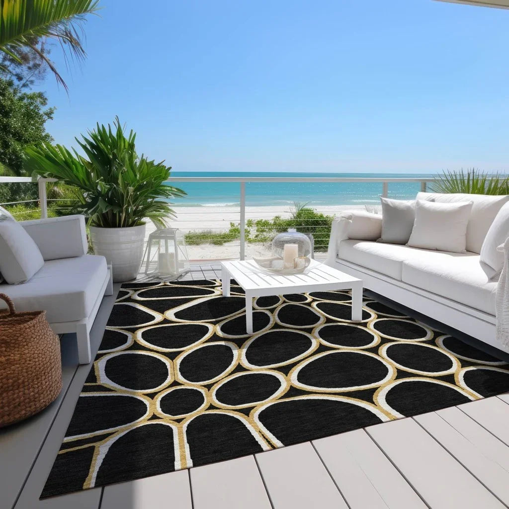 LOOMLAN Rugs Elantra Black Washable Indoor-Outdoor Rug