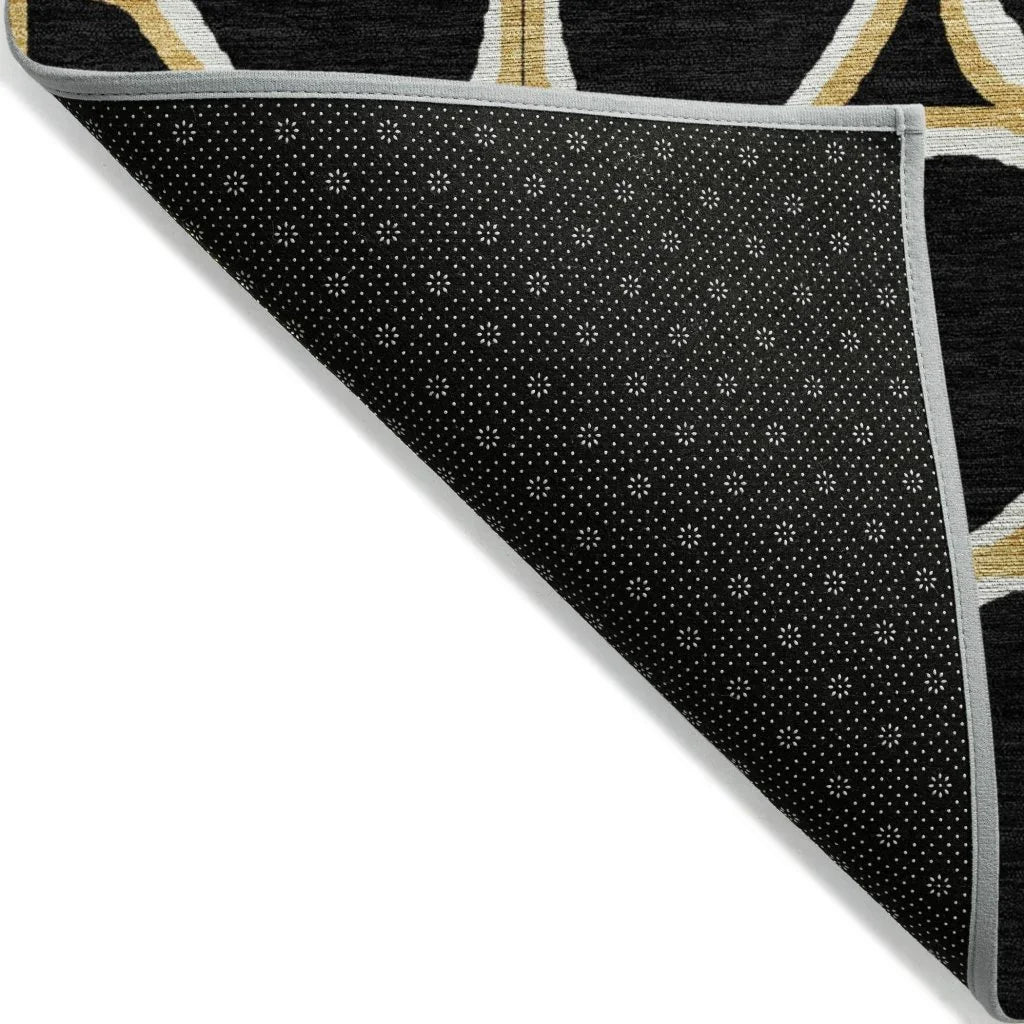 LOOMLAN Rugs Elantra Black Washable Indoor-Outdoor Rug
