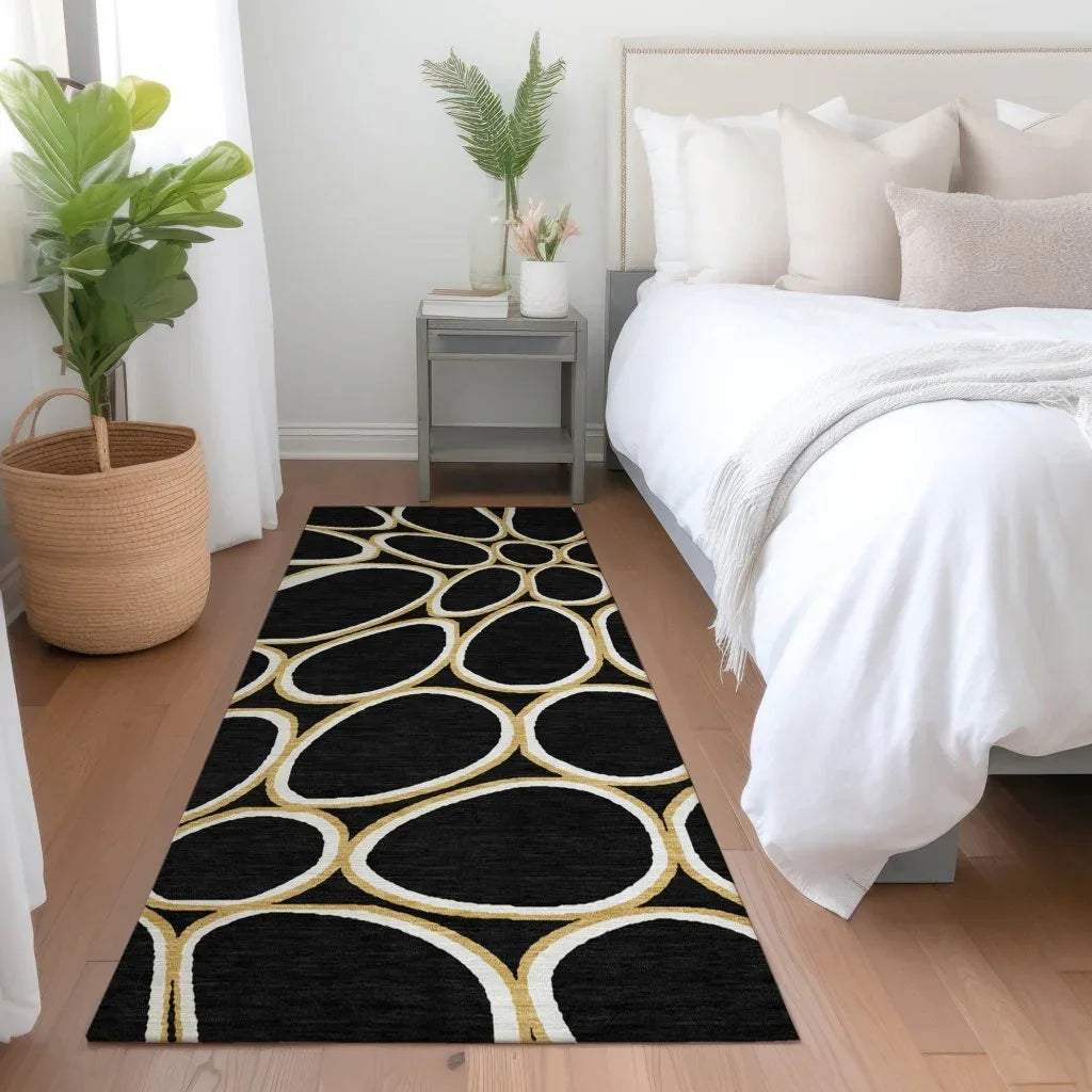 LOOMLAN Rugs Elantra Black Washable Indoor-Outdoor Rug