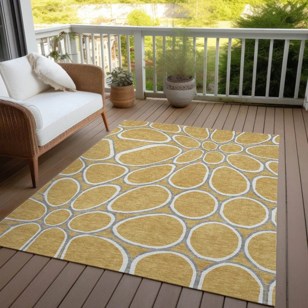 LOOMLAN Rugs Elantra Gold Washable Indoor-Outdoor Rug