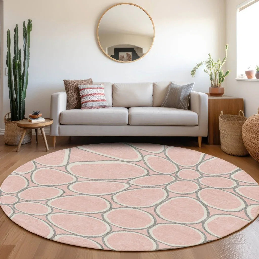 LOOMLAN Rugs Elantra Pink Washable Indoor-Outdoor Rug