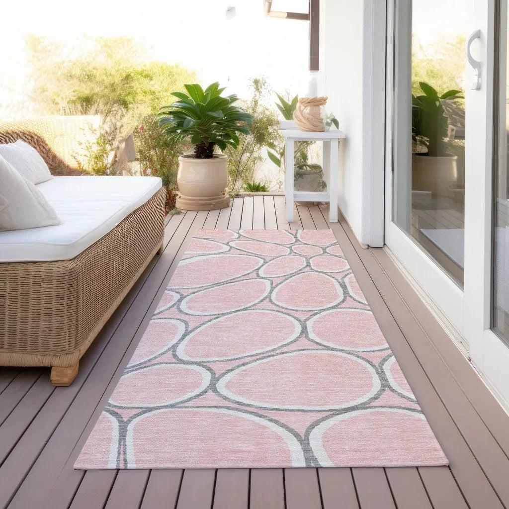 LOOMLAN Rugs Elantra Pink Washable Indoor-Outdoor Rug