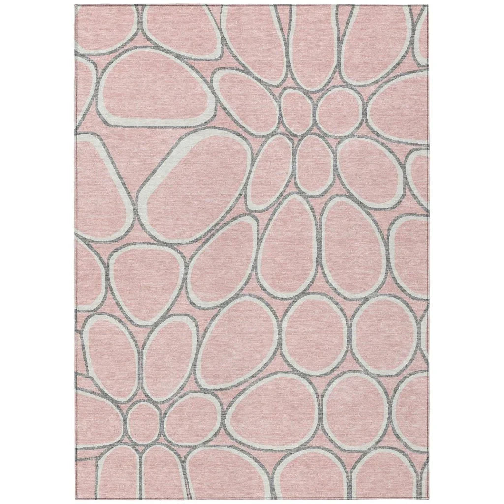 LOOMLAN Rugs Elantra Pink Washable Indoor-Outdoor Rug