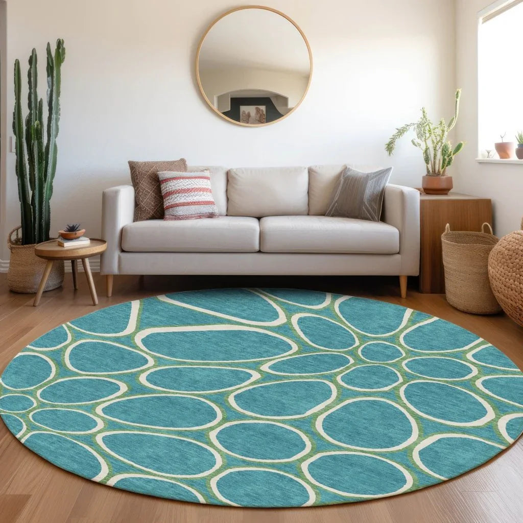LOOMLAN Rugs Elantra Teal Washable Indoor-Outdoor Rug
