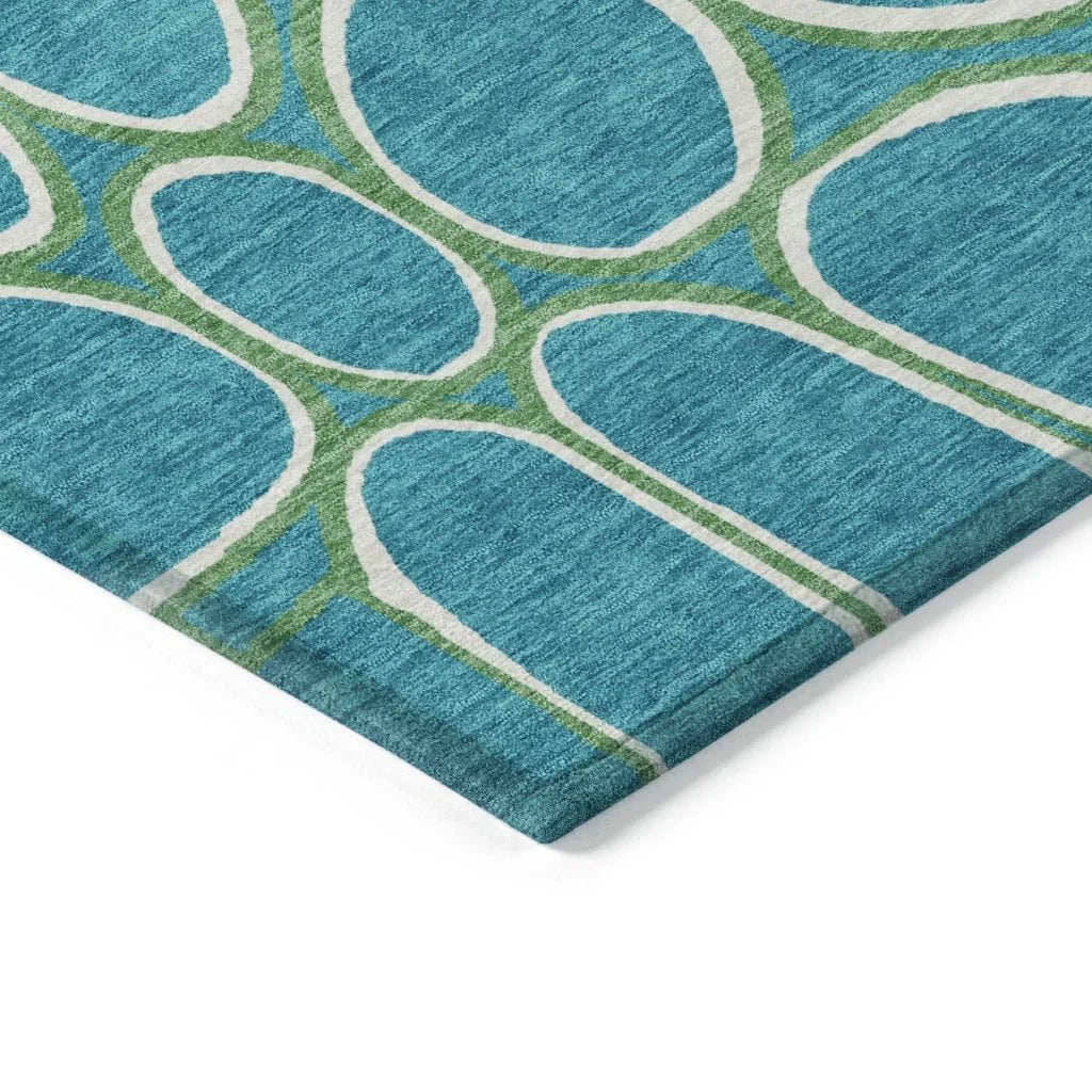 LOOMLAN Rugs Elantra Teal Washable Indoor-Outdoor Rug