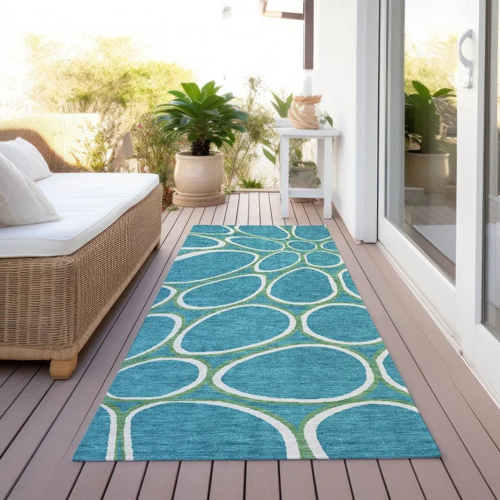 LOOMLAN Rugs Elantra Teal Washable Indoor-Outdoor Rug