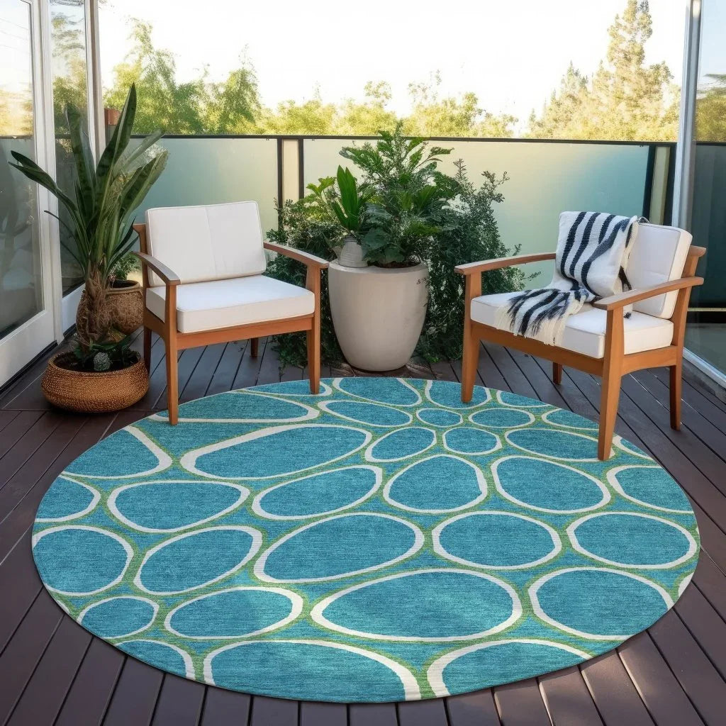 LOOMLAN Rugs Elantra Teal Washable Indoor-Outdoor Rug