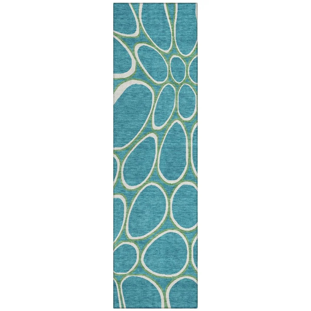 LOOMLAN Rugs Elantra Teal Washable Indoor-Outdoor Rug