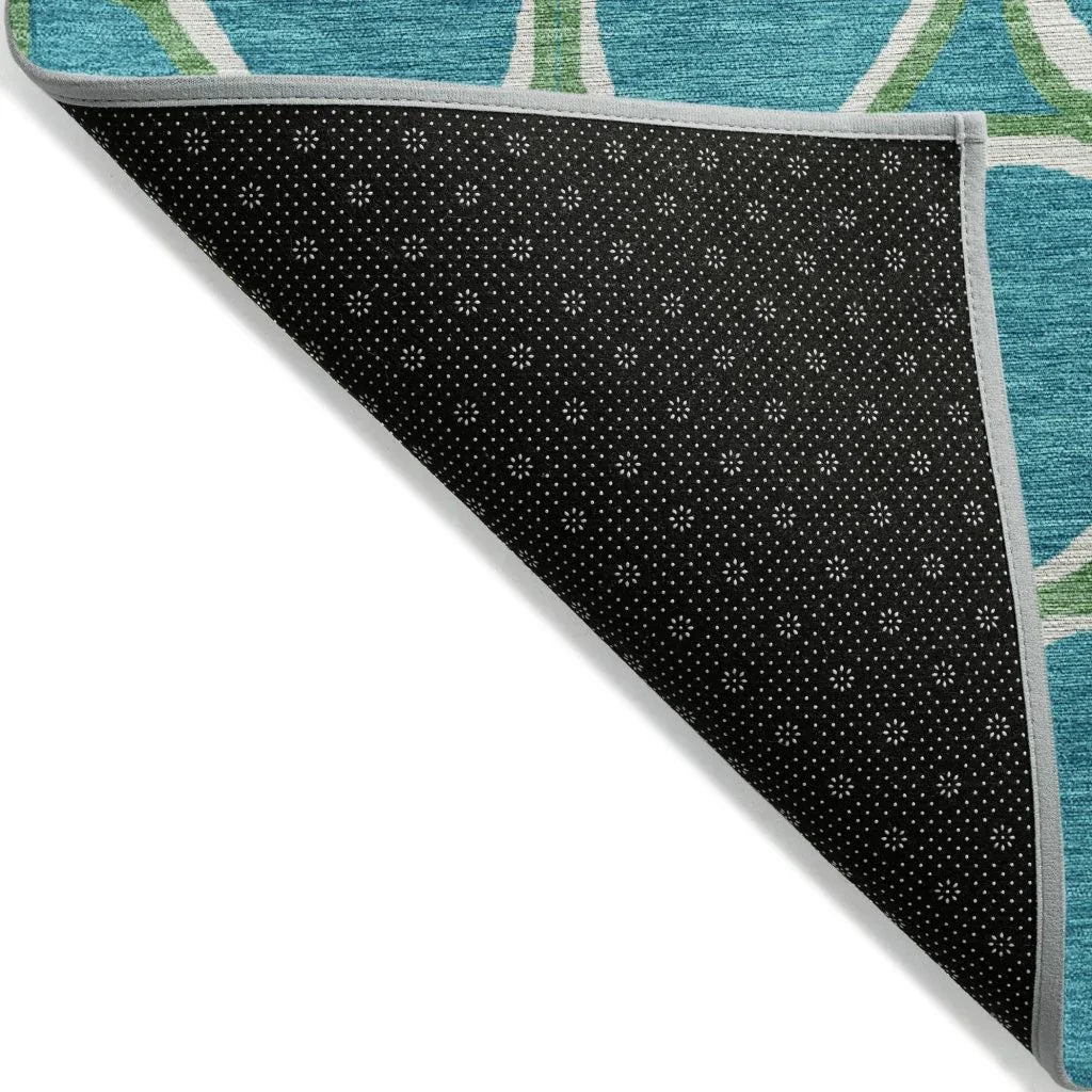 LOOMLAN Rugs Elantra Teal Washable Indoor-Outdoor Rug
