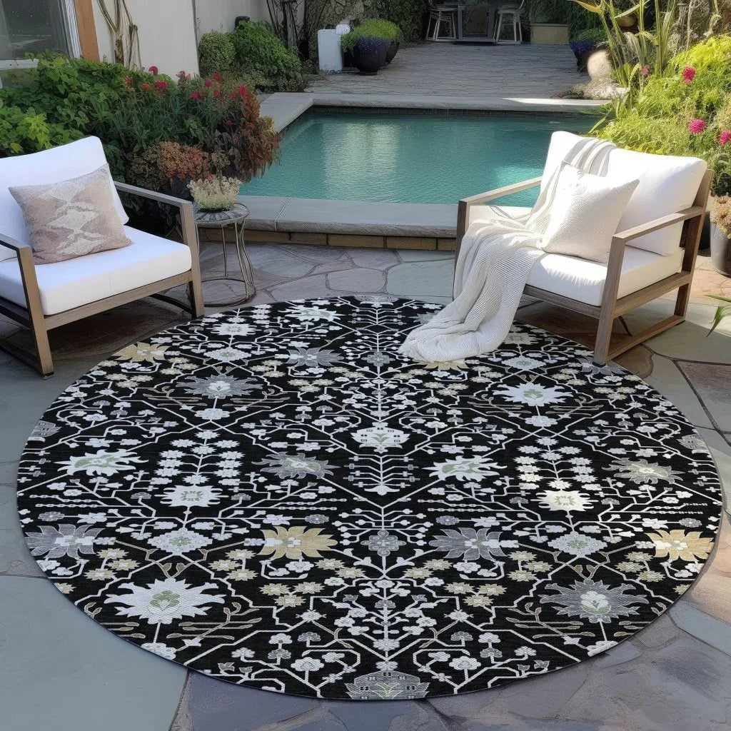 LOOMLAN Rugs Elara Black Washable Indoor-Outdoor Rug