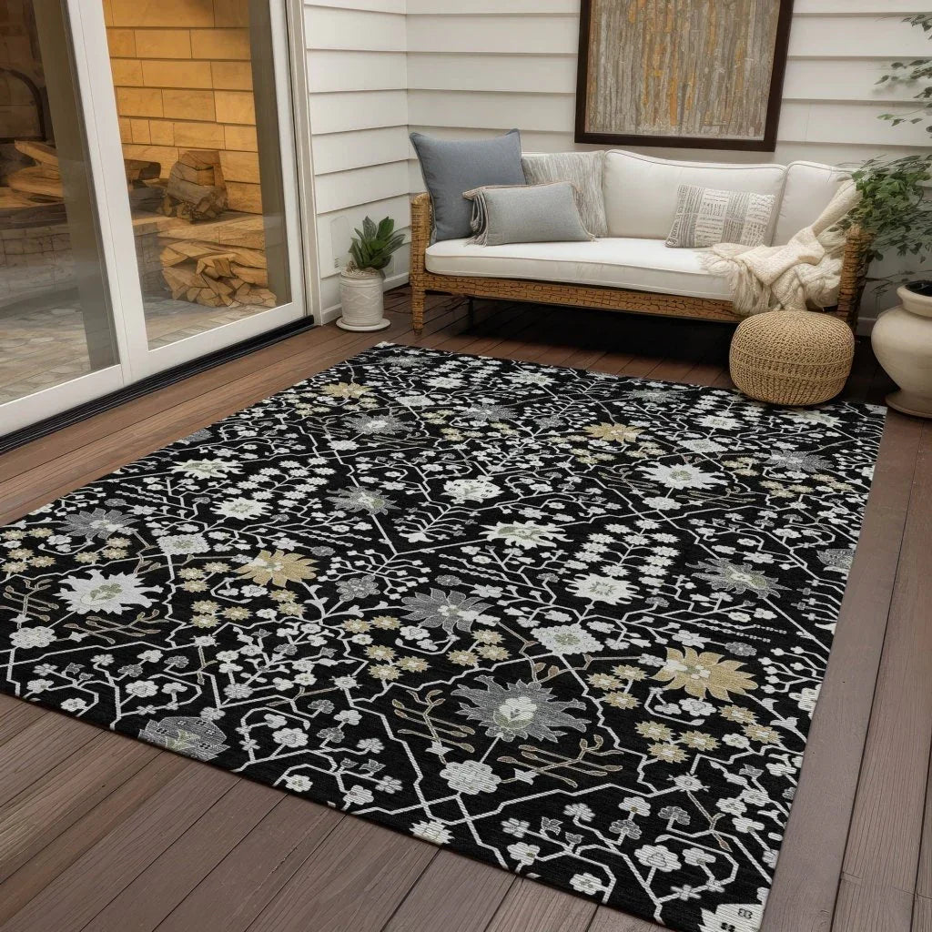 LOOMLAN Rugs Elara Black Washable Indoor-Outdoor Rug