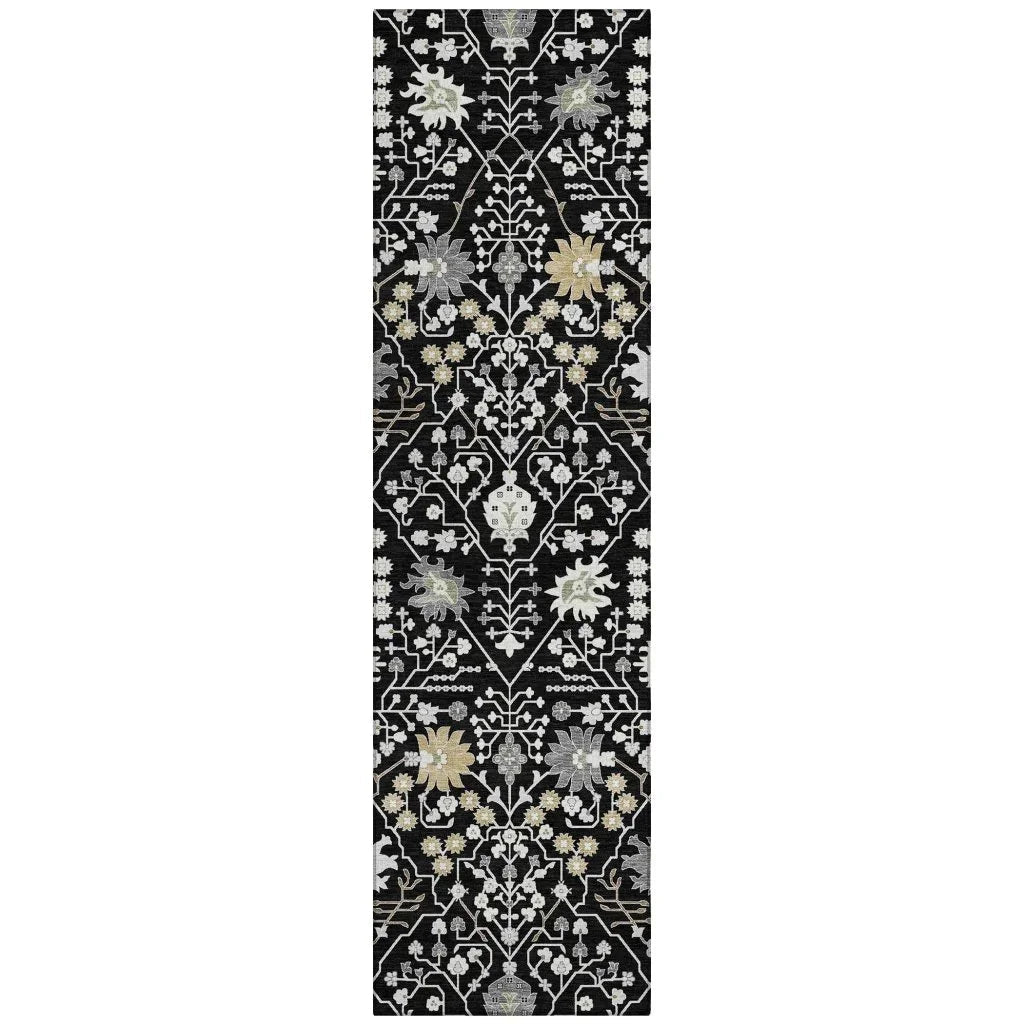 LOOMLAN Rugs Elara Black Washable Indoor-Outdoor Rug