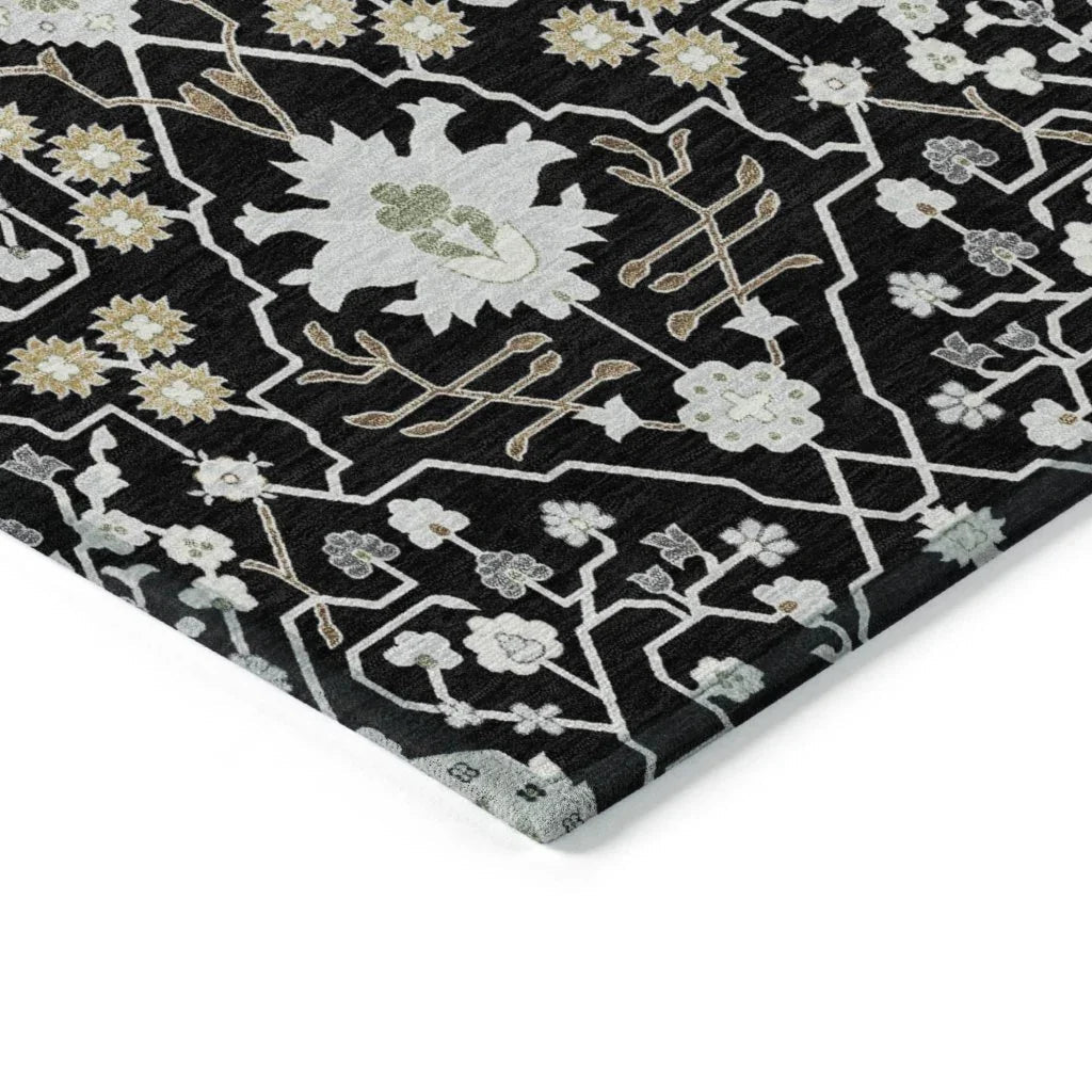 LOOMLAN Rugs Elara Black Washable Indoor-Outdoor Rug