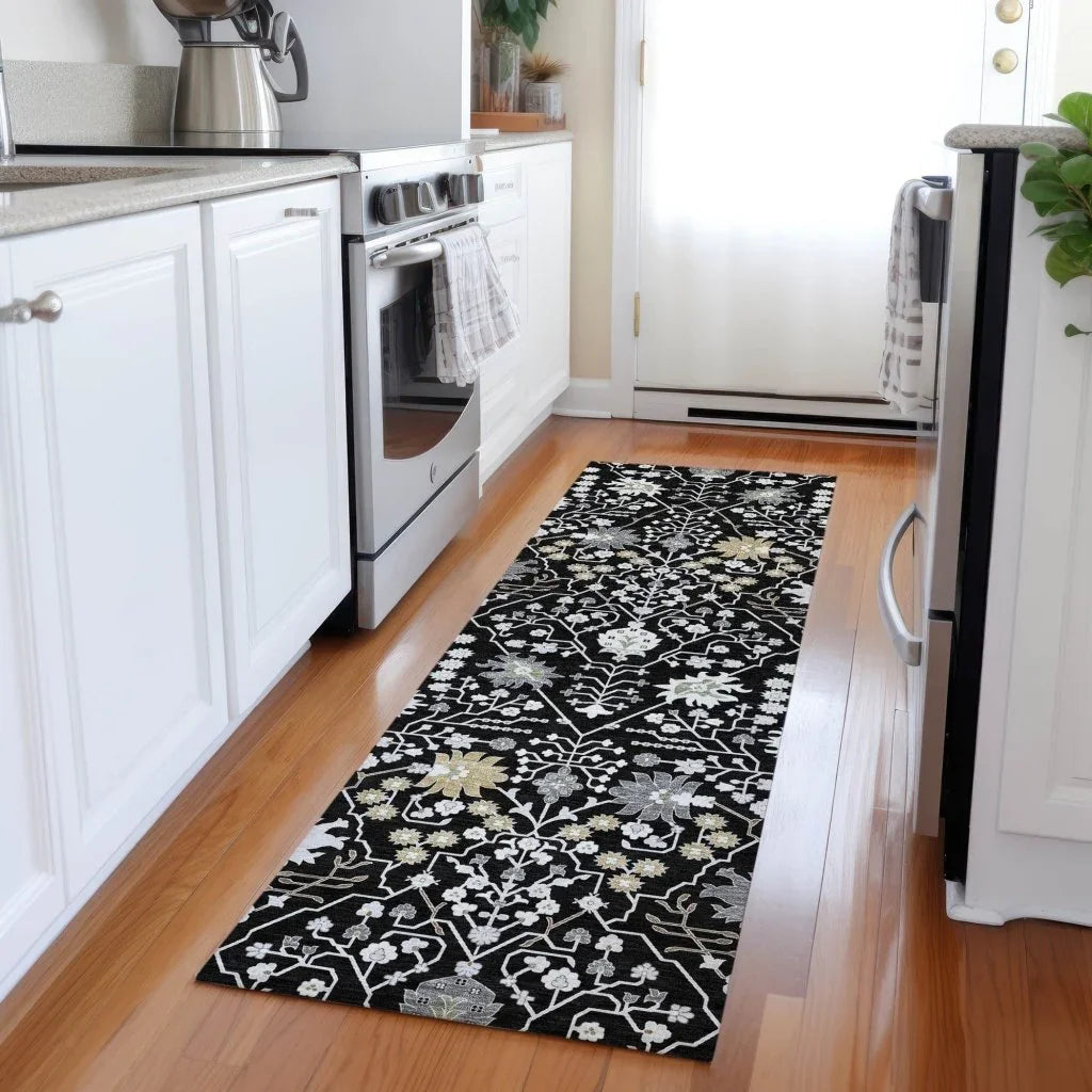 LOOMLAN Rugs Elara Black Washable Indoor-Outdoor Rug
