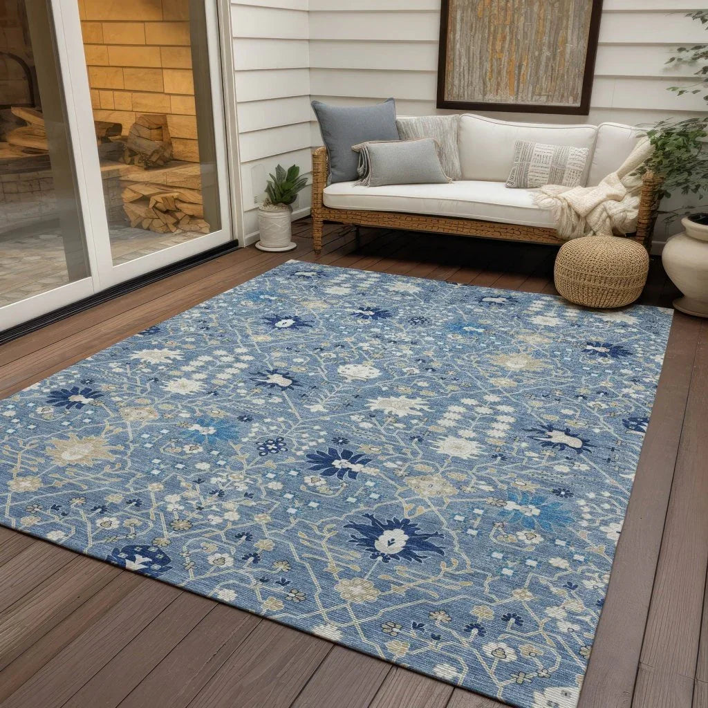 Elara Blue Washable Indoor - Outdoor Rug - LOOMLAN - LOOMLAN Rugs - Outdoor Rugs