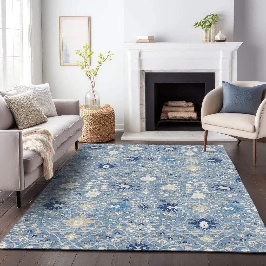 Elara Blue Washable Indoor - Outdoor Rug - LOOMLAN - LOOMLAN Rugs - Outdoor Rugs