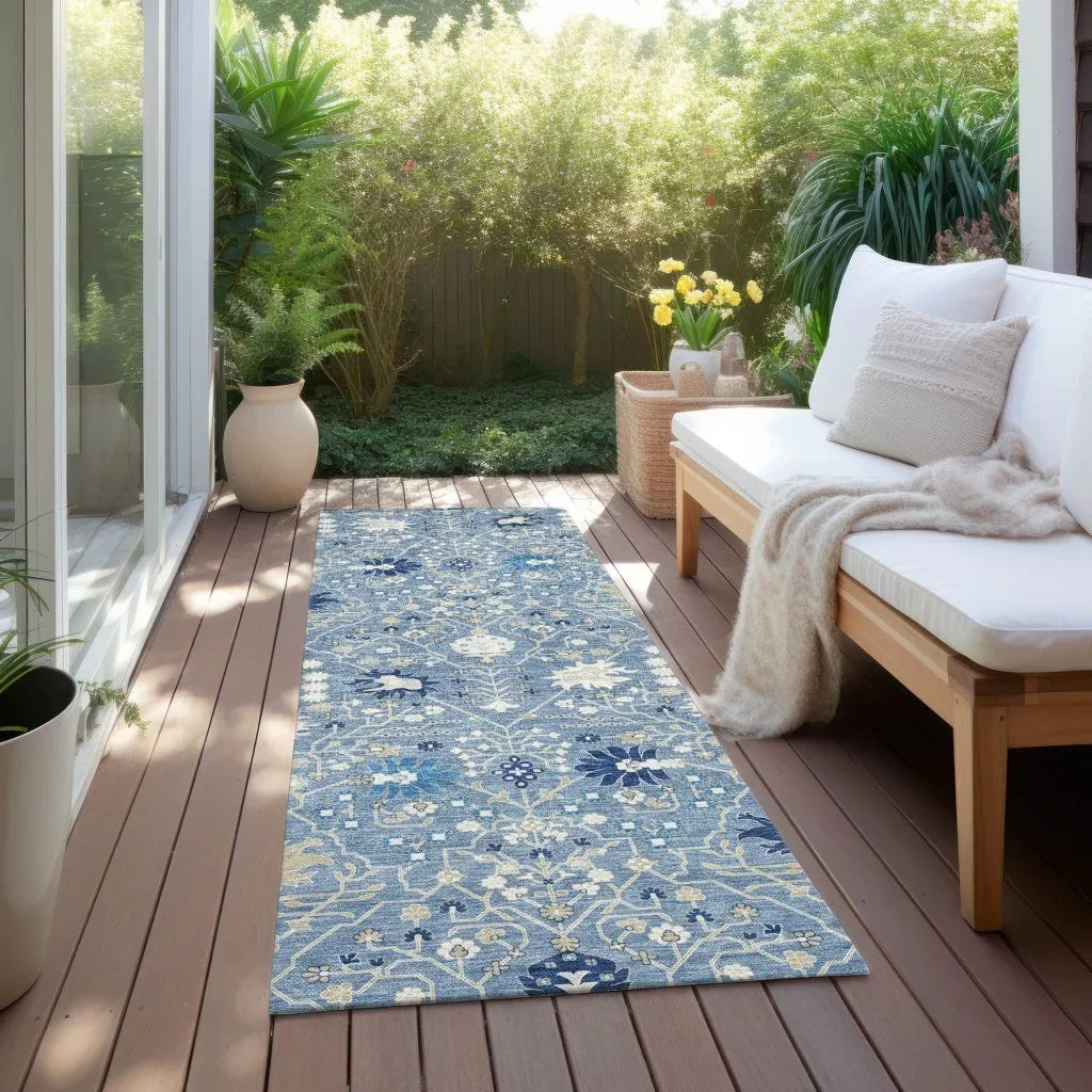 Elara Blue Washable Indoor - Outdoor Rug - LOOMLAN - LOOMLAN Rugs - Outdoor Rugs