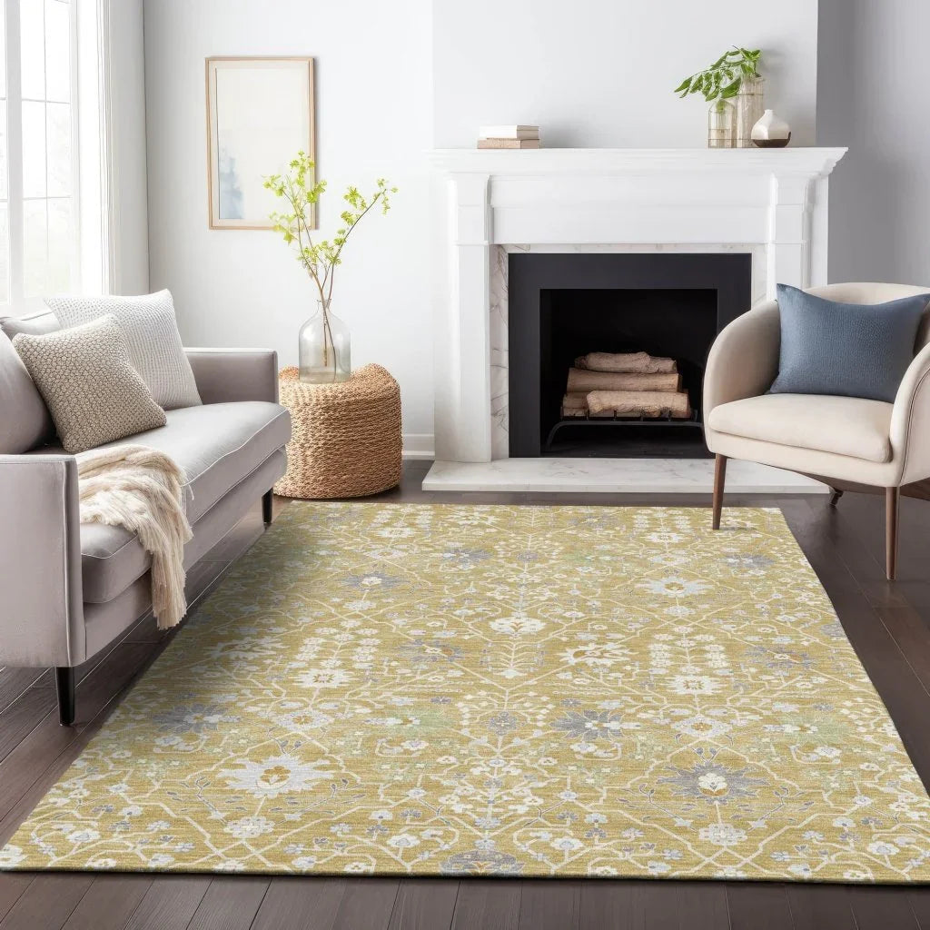LOOMLAN Rugs Elara Gold Washable Indoor-Outdoor Rug