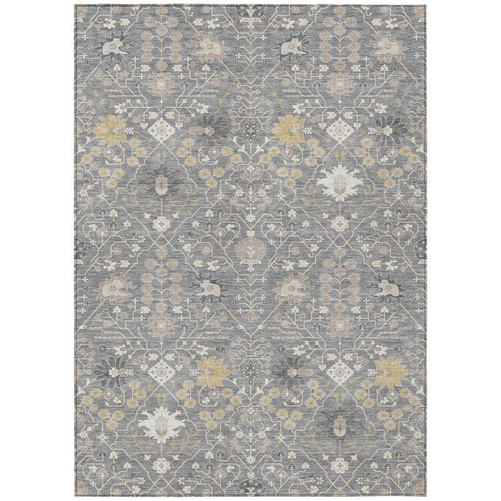 LOOMLAN Rugs Elara Gray Washable Indoor-Outdoor Rug