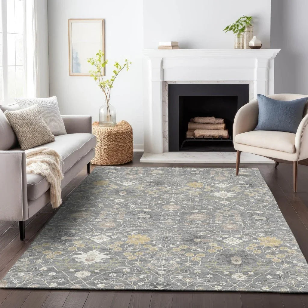 LOOMLAN Rugs Elara Gray Washable Indoor-Outdoor Rug