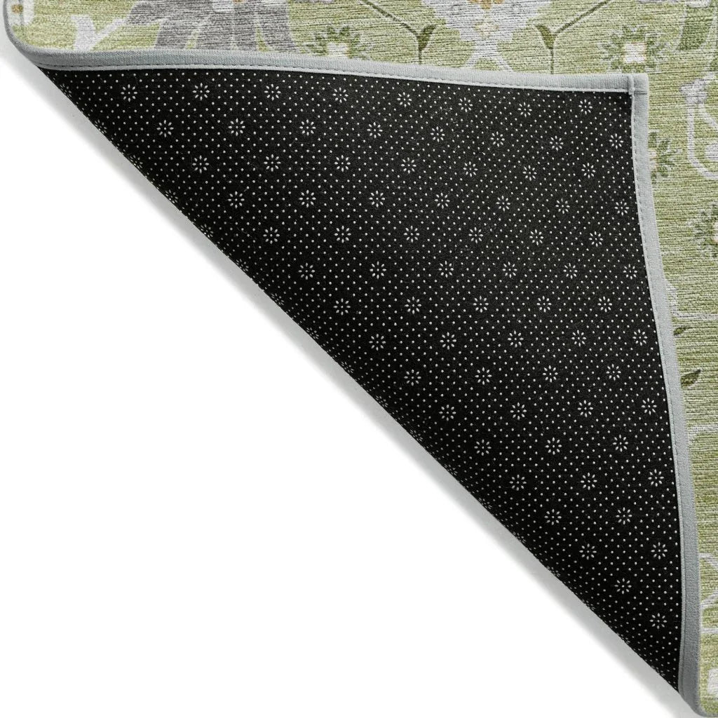 LOOMLAN Rugs Elara Green Washable Indoor-Outdoor Rug