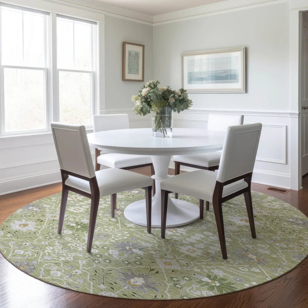 LOOMLAN Rugs Elara Green Washable Indoor-Outdoor Rug