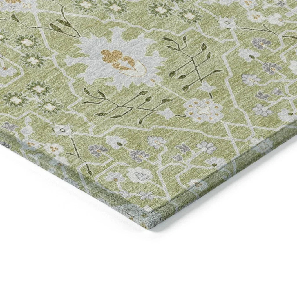 LOOMLAN Rugs Elara Green Washable Indoor-Outdoor Rug