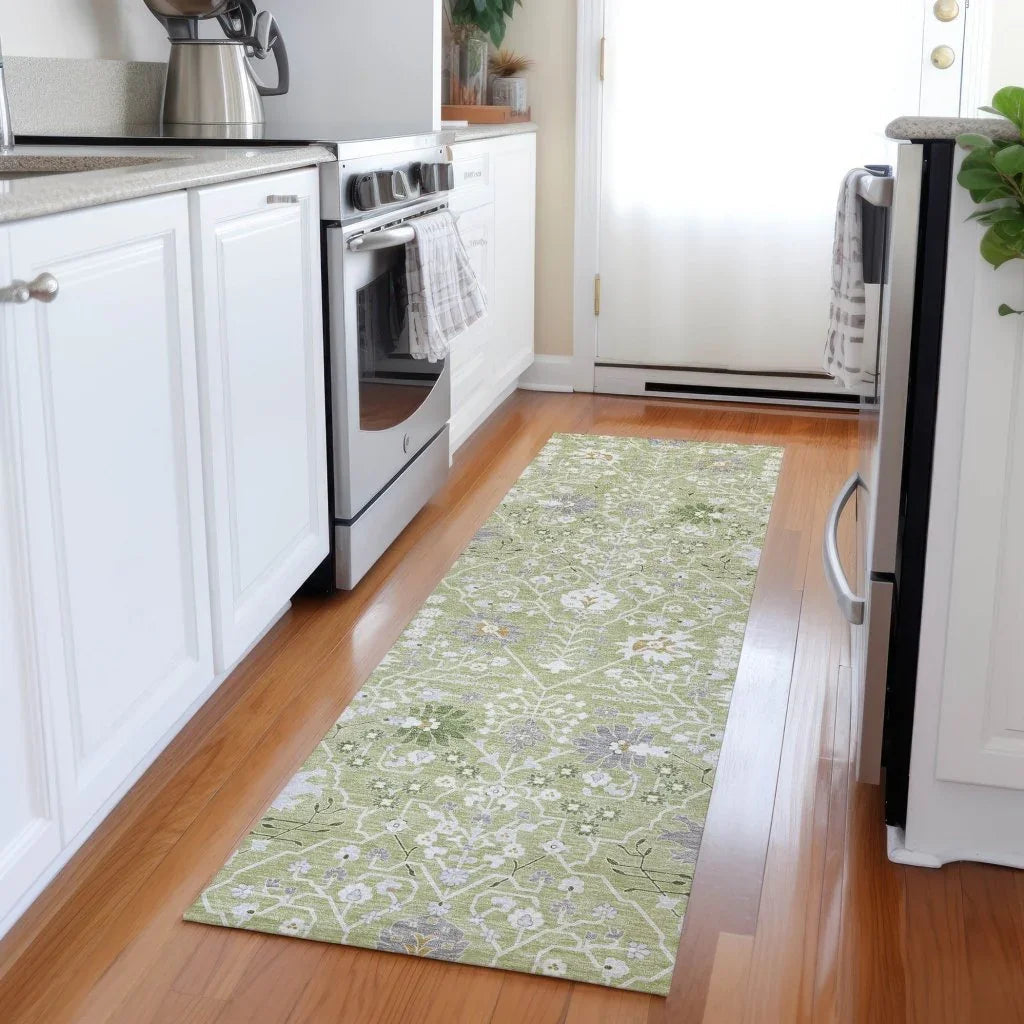 LOOMLAN Rugs Elara Green Washable Indoor-Outdoor Rug