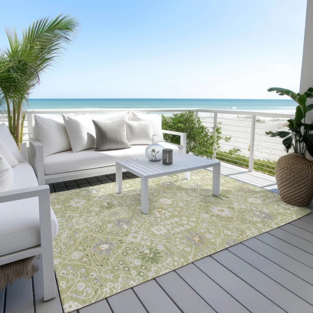 LOOMLAN Rugs Elara Green Washable Indoor-Outdoor Rug
