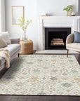 LOOMLAN Rugs Elara Ivory Washable Indoor-Outdoor Rug