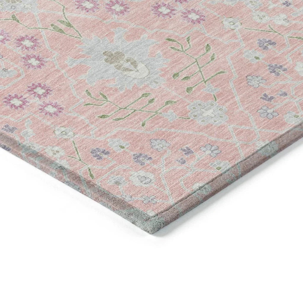 LOOMLAN Rugs Elara Pink Washable Indoor-Outdoor Rug