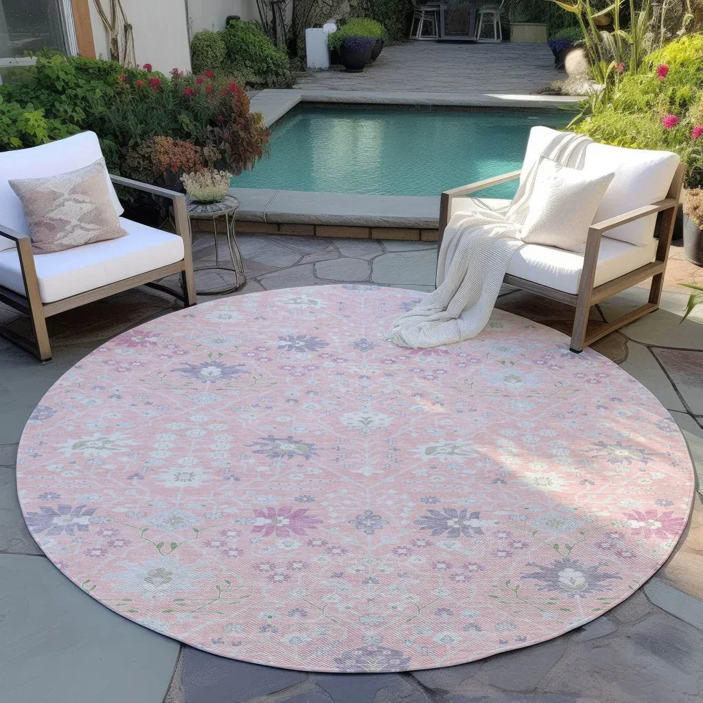 LOOMLAN Rugs Elara Pink Washable Indoor-Outdoor Rug