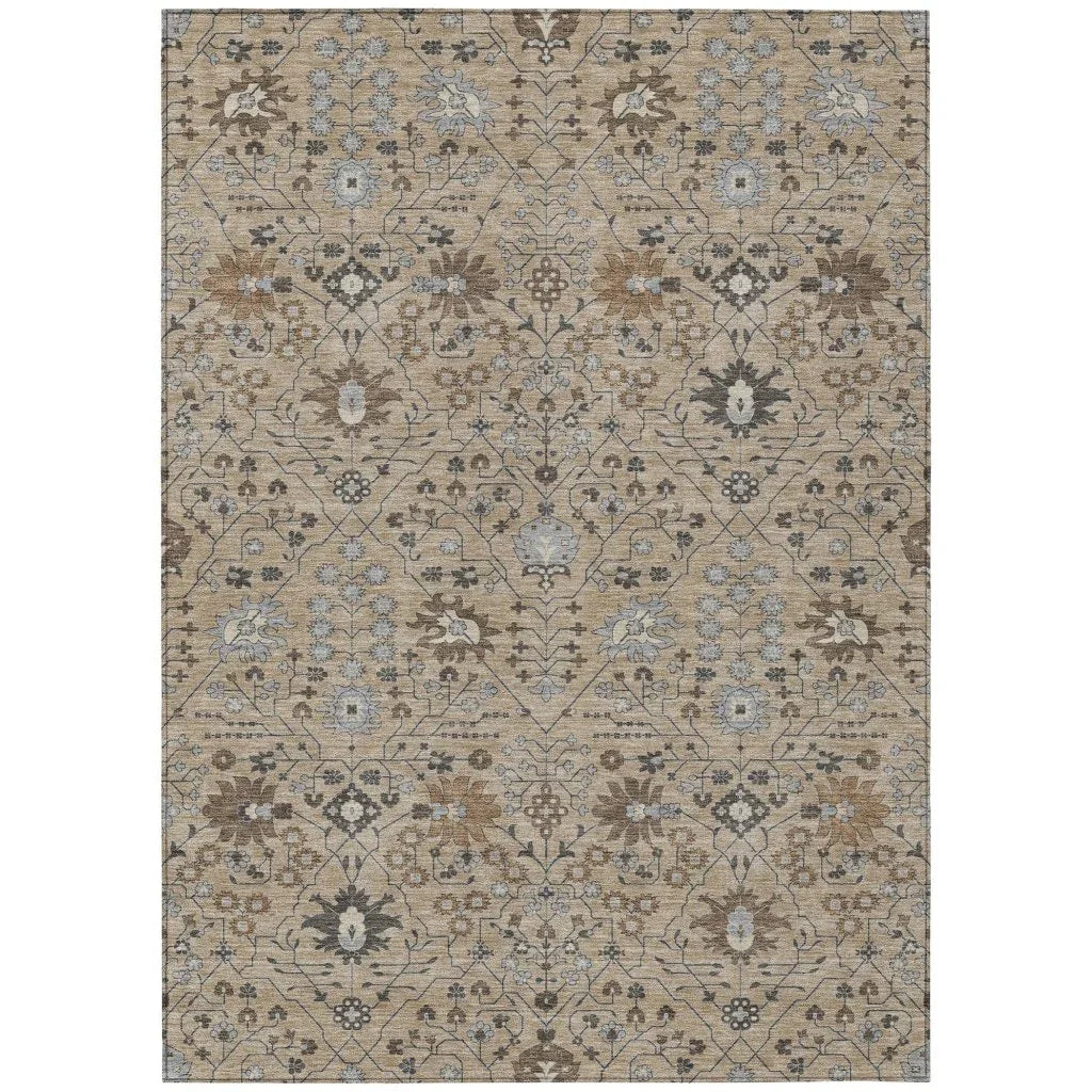 LOOMLAN Rugs Elara Taupe Washable Indoor-Outdoor Rug