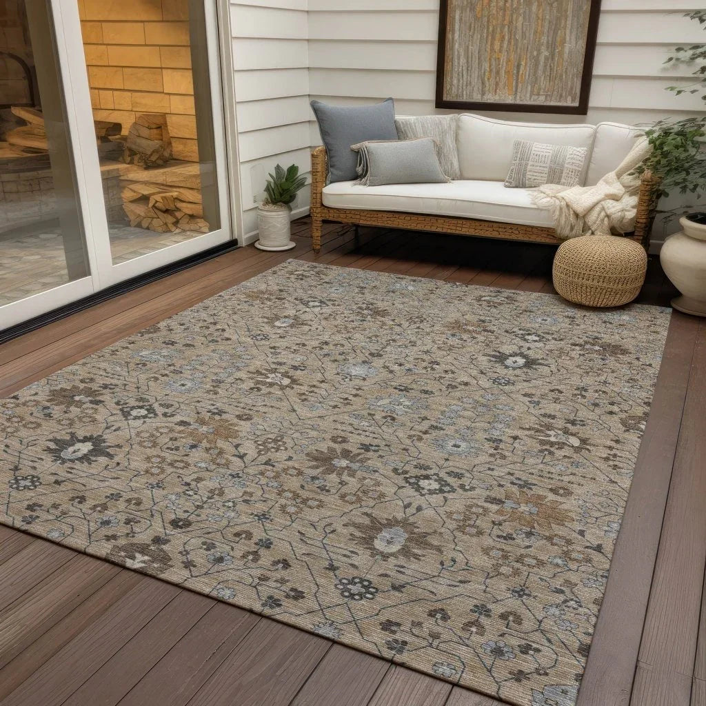 LOOMLAN Rugs Elara Taupe Washable Indoor-Outdoor Rug