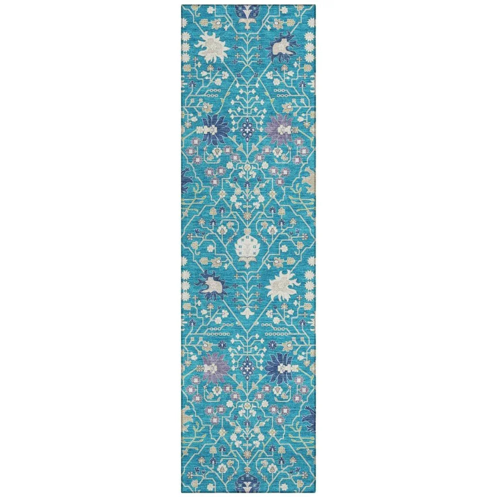 LOOMLAN Rugs Elara Teal Washable Indoor-Outdoor Rug