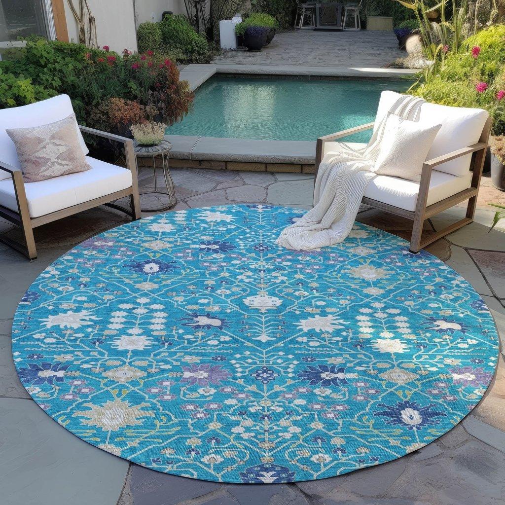 LOOMLAN Rugs Elara Teal Washable Indoor-Outdoor Rug