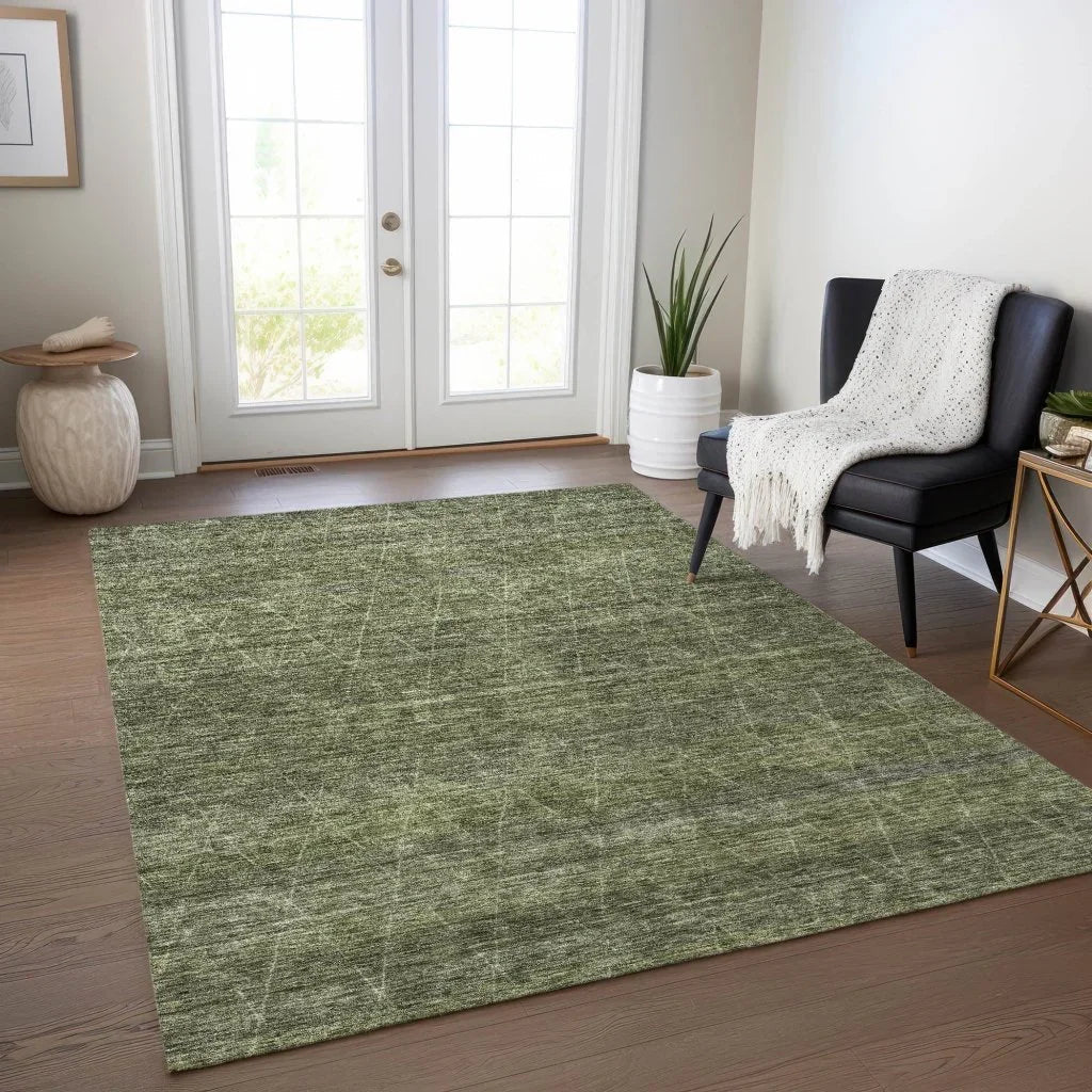 LOOMLAN Rugs Elaria Green Washable Indoor-Outdoor Rug