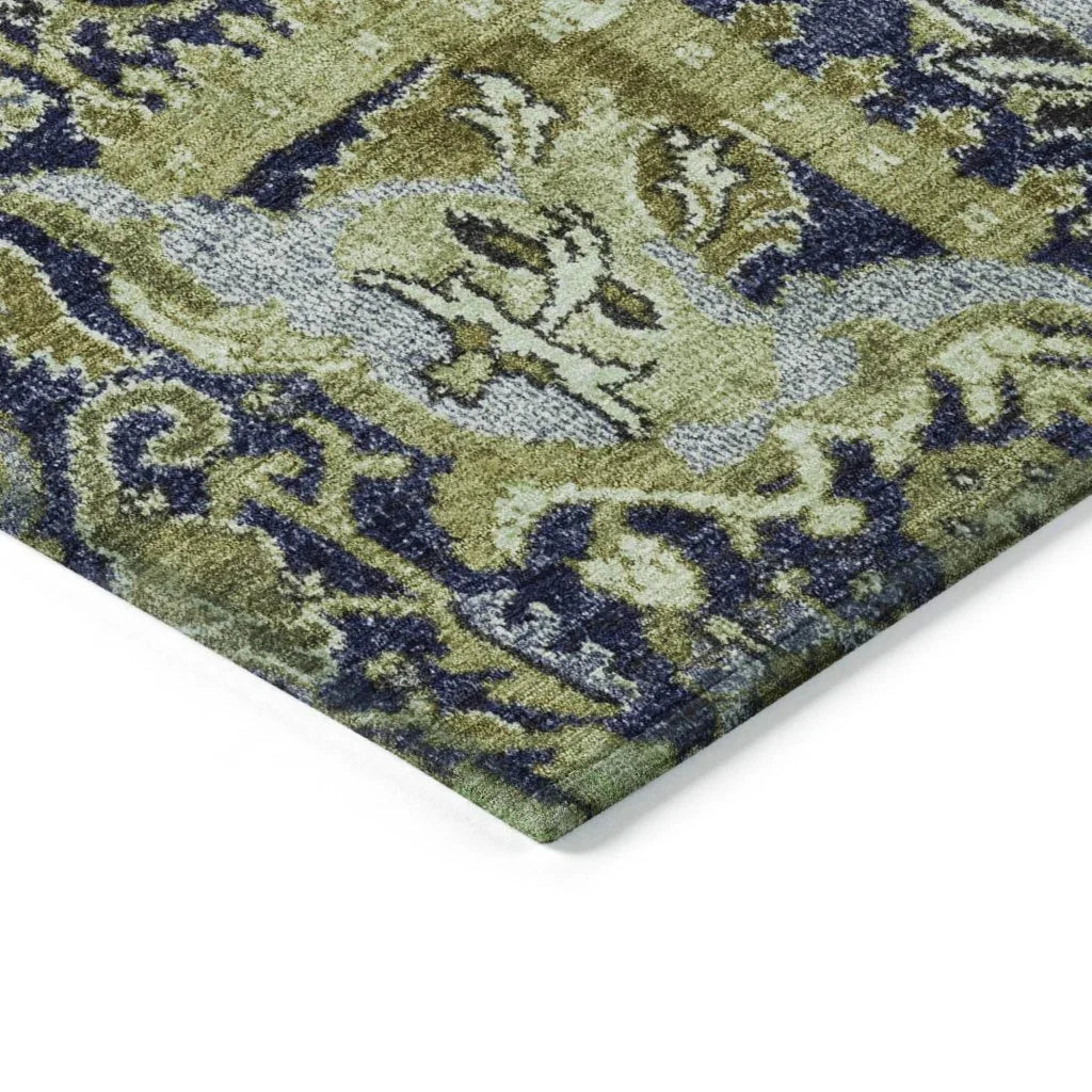 LOOMLAN Rugs Elarion Green Washable Indoor-Outdoor Rug