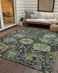 LOOMLAN Rugs Elarion Green Washable Indoor-Outdoor Rug