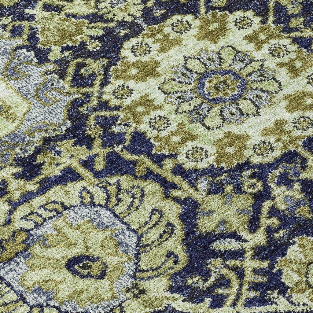 LOOMLAN Rugs Elarion Green Washable Indoor-Outdoor Rug