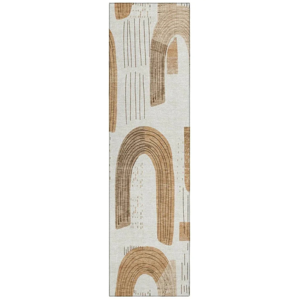 LOOMLAN Rugs Elas Ivory Washable Indoor-Outdoor Rug