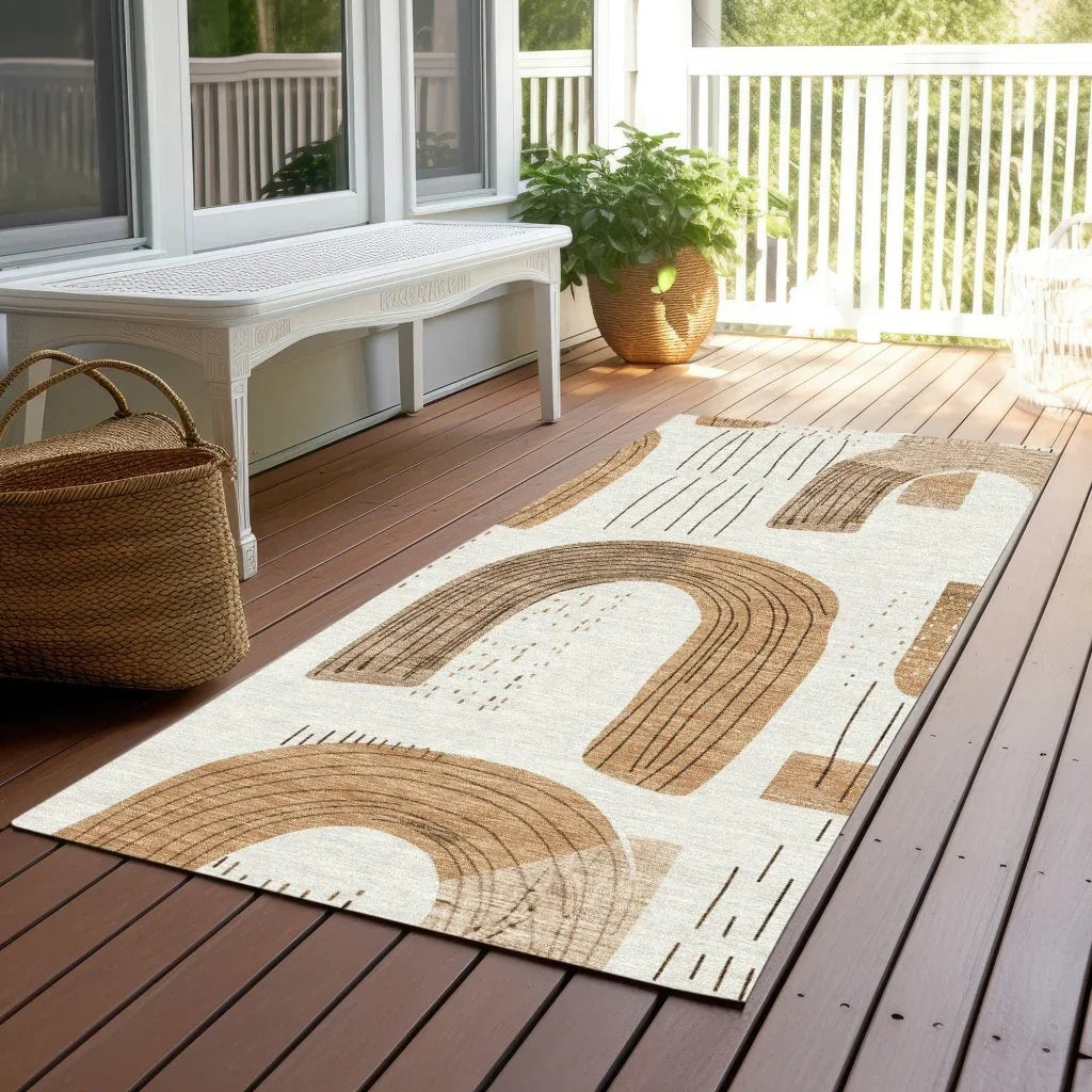 LOOMLAN Rugs Elas Ivory Washable Indoor-Outdoor Rug