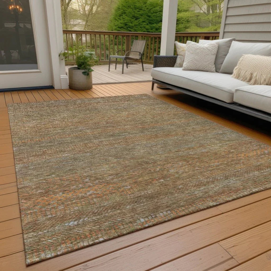 LOOMLAN Rugs Elenore Brown Washable Indoor-Outdoor Rug