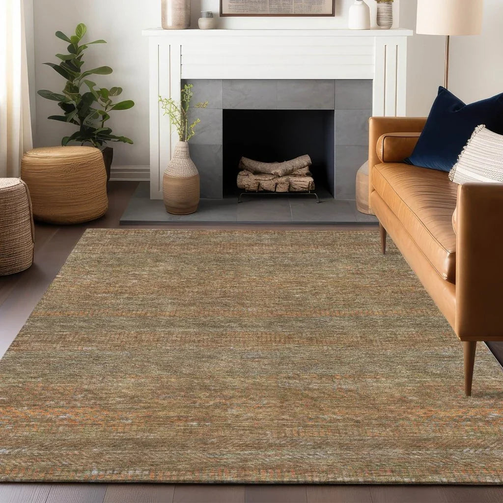 LOOMLAN Rugs Elenore Brown Washable Indoor-Outdoor Rug
