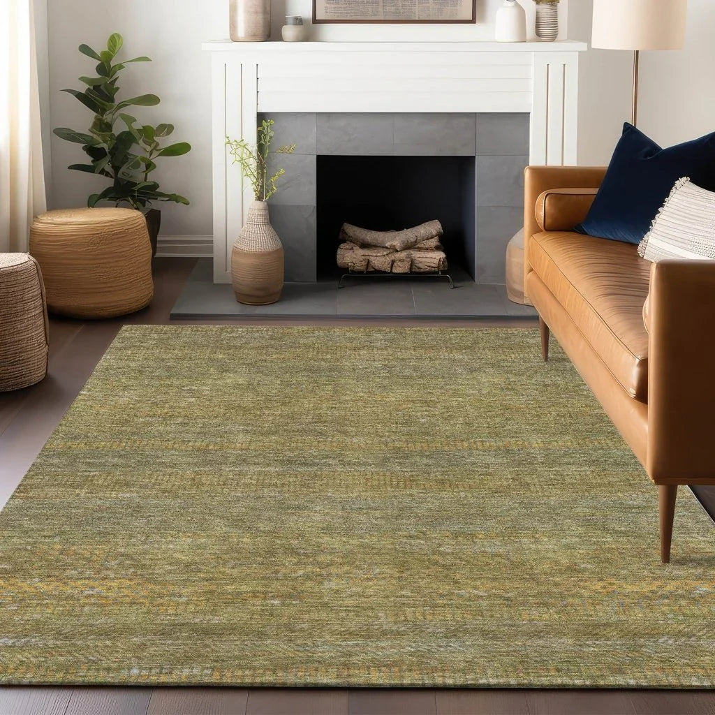 LOOMLAN Rugs Elenore Green Washable Indoor-Outdoor Rug